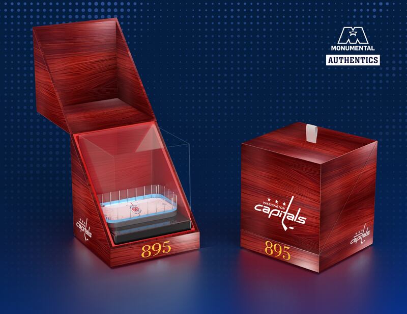The 895 Elite Commemorative Ice includes a sample of the ice surface from the record-breaking game in a cherry wood presentation box. Each is numbered out of 895 pieces produced and costs $1,499.